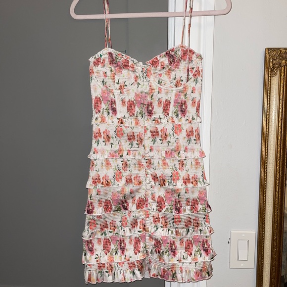 V. Chapman Dresses & Skirts - V. Chapman Floral Mini Dress - Pink and Cream